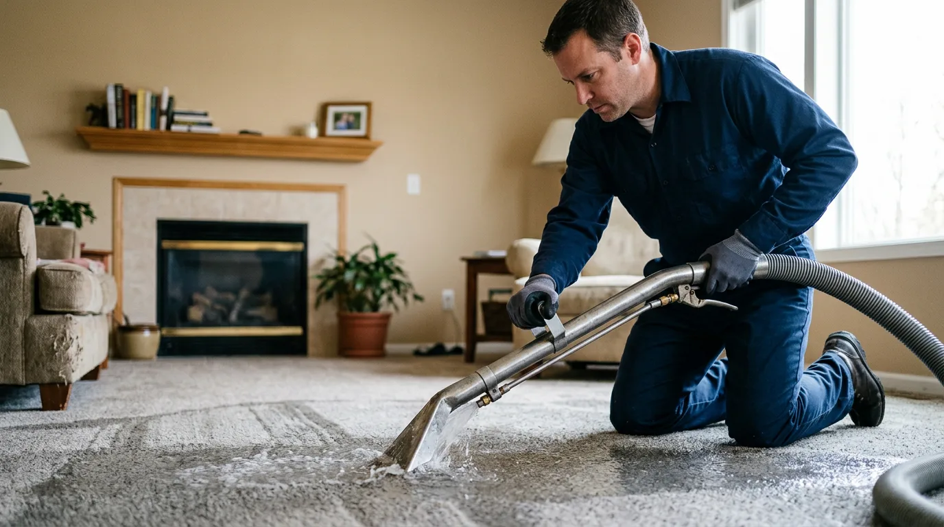 Water damage restoration technician working near Doylestown, PA